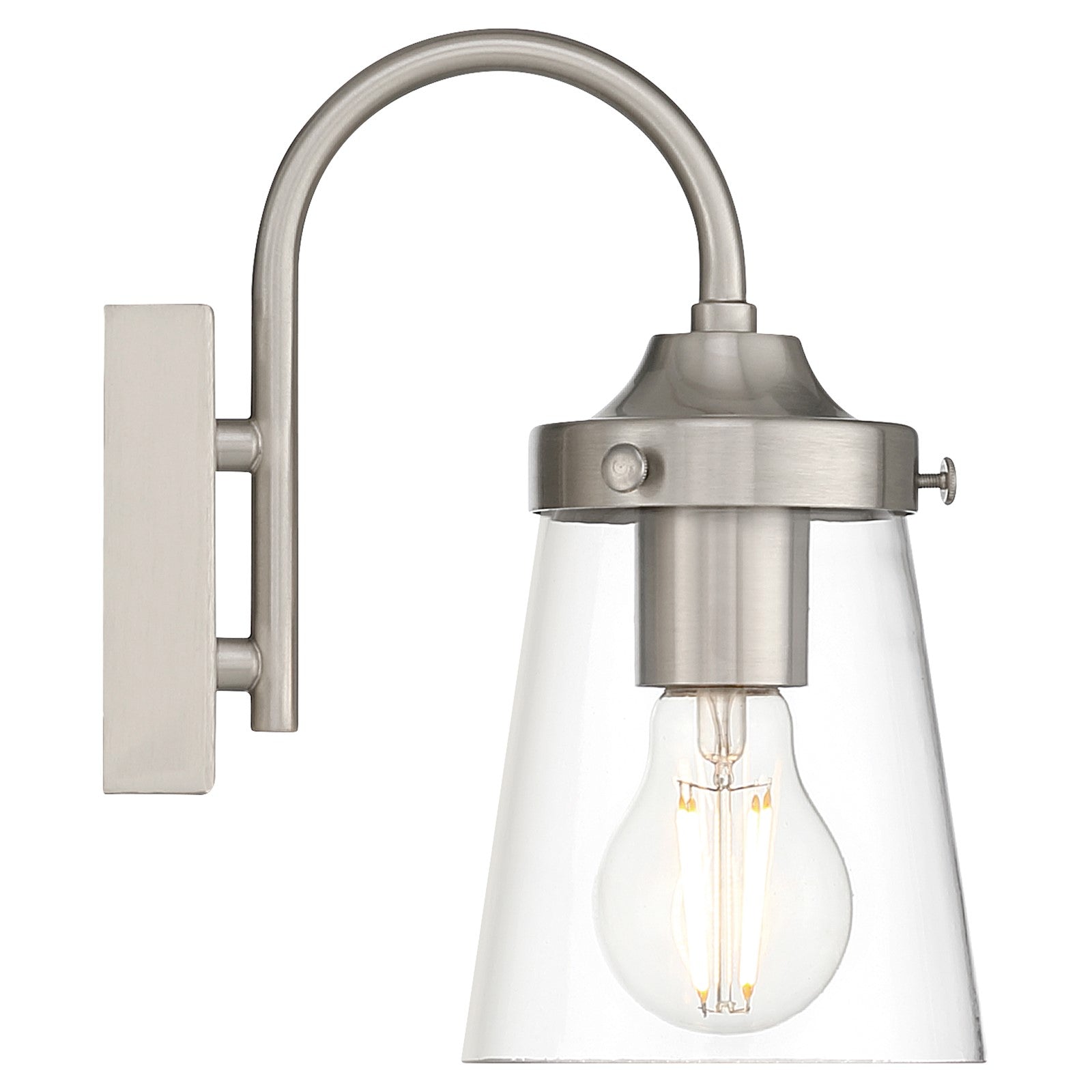 Access Lighting Dickens 1 Light Wall Sconce, Brushed Steel/Clear