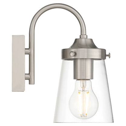Access Lighting Dickens 1 Light Wall Sconce, Brushed Steel/Clear