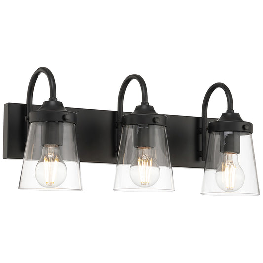 Access Lighting Dickens 3 Light Vanity, Black/Clear