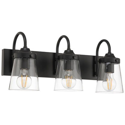 Access Lighting Dickens 3 Light Vanity, Black/Clear