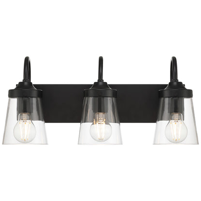 Access Lighting Dickens 3 Light Vanity, Black/Clear