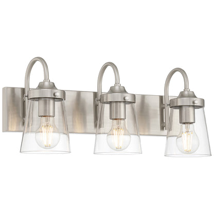 Access Lighting Dickens 3 Light Vanity, Brushed Steel/Clear