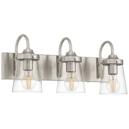 Access Lighting Dickens 3 Light Vanity, Brushed Steel/Clear