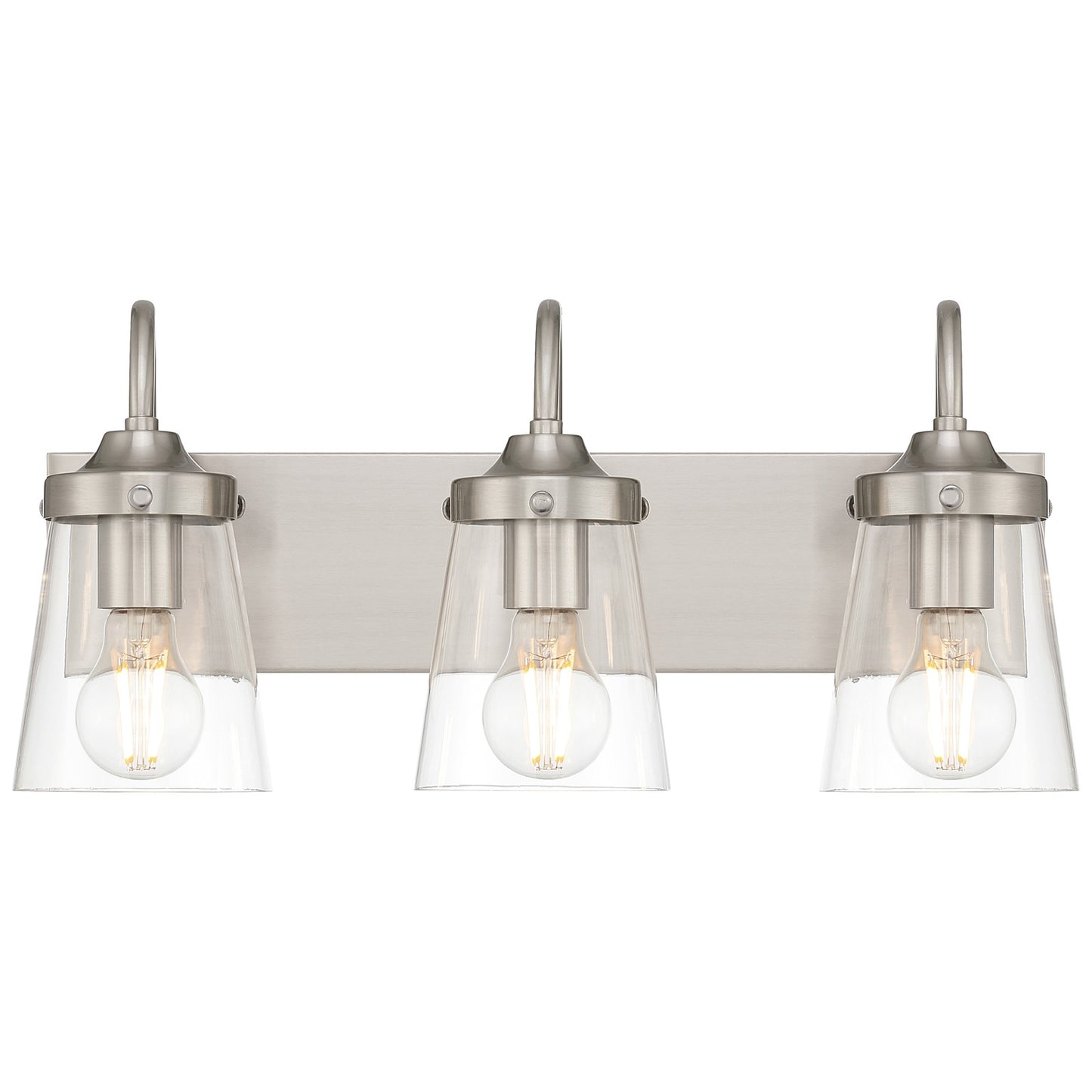 Access Lighting Dickens 3 Light Vanity, Brushed Steel/Clear