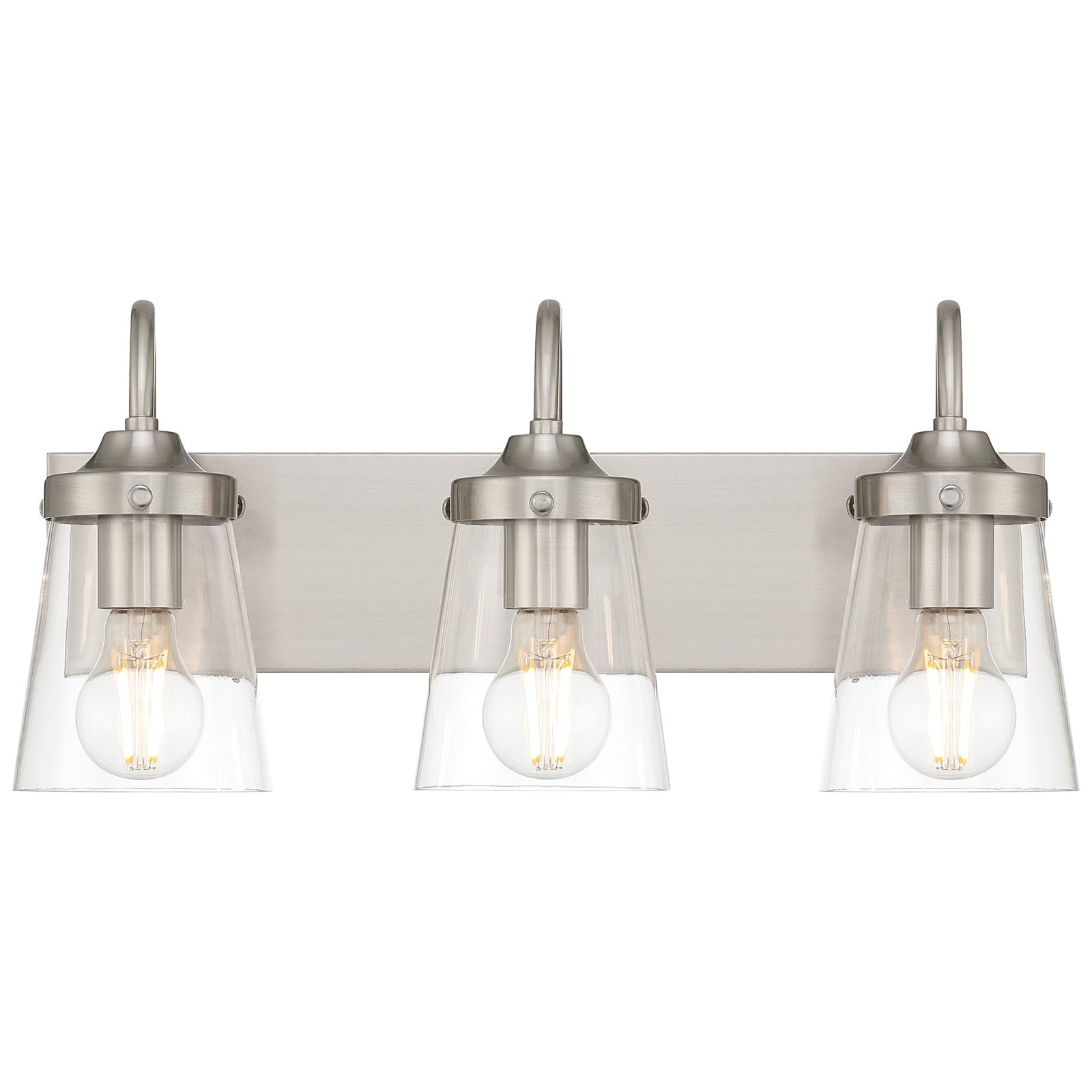 Access Lighting Dickens 3 Light Vanity, Brushed Steel/Clear