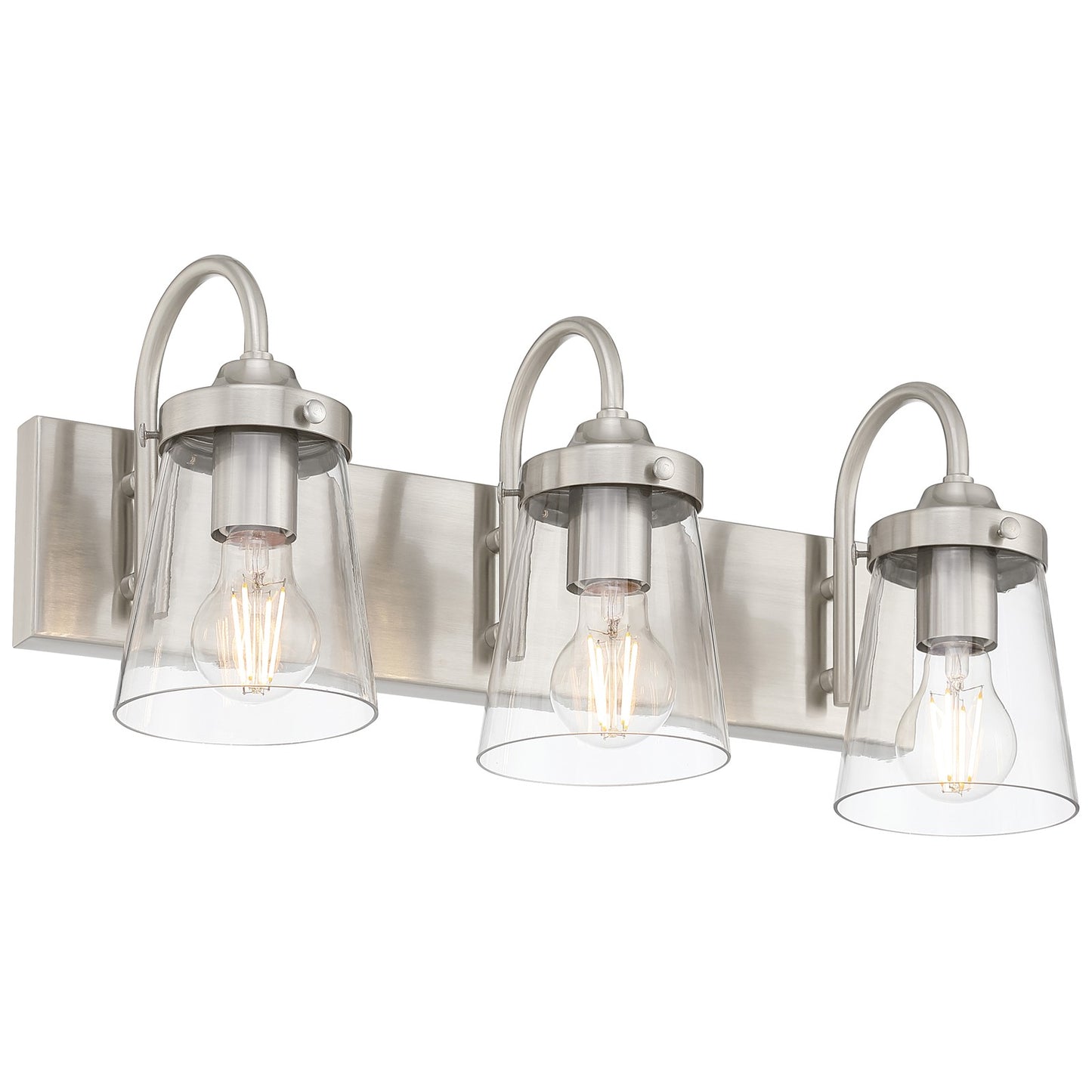 Access Lighting Dickens 3 Light Vanity, Brushed Steel/Clear