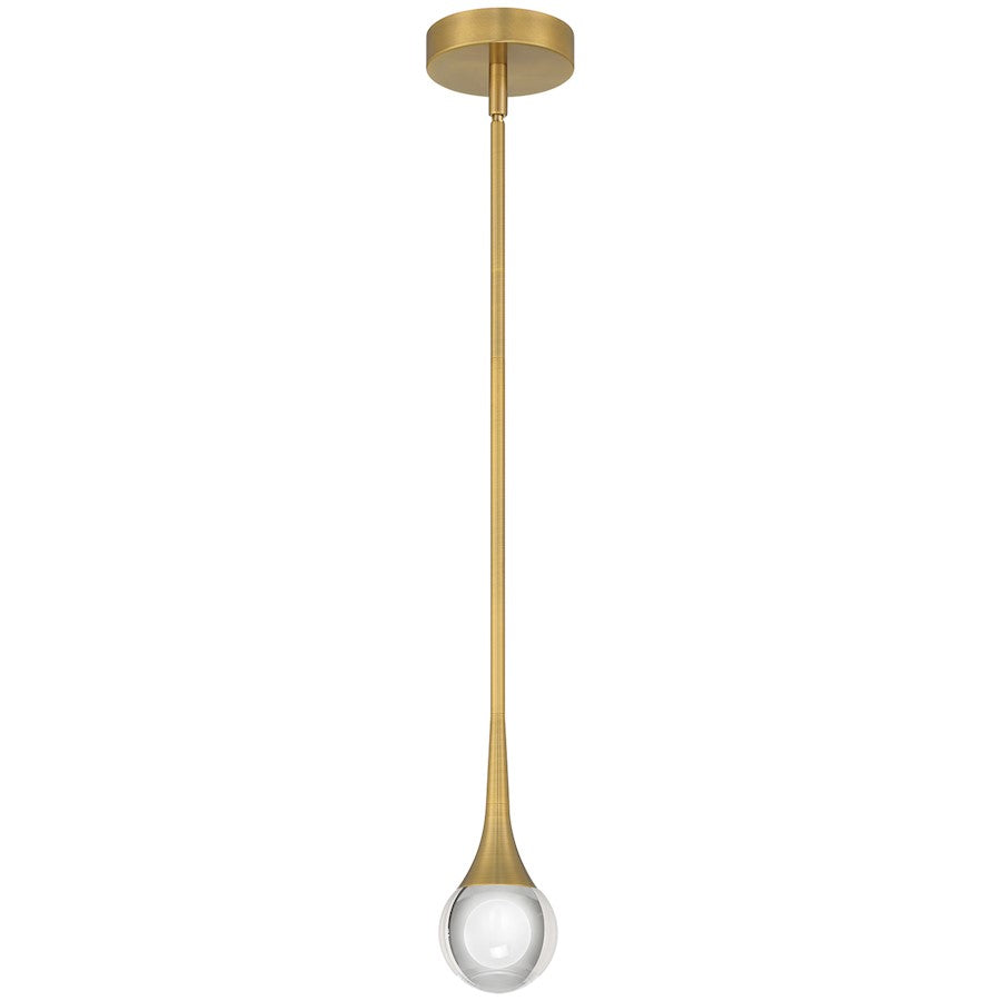 LED Pendant, Brass/Crystal Clear