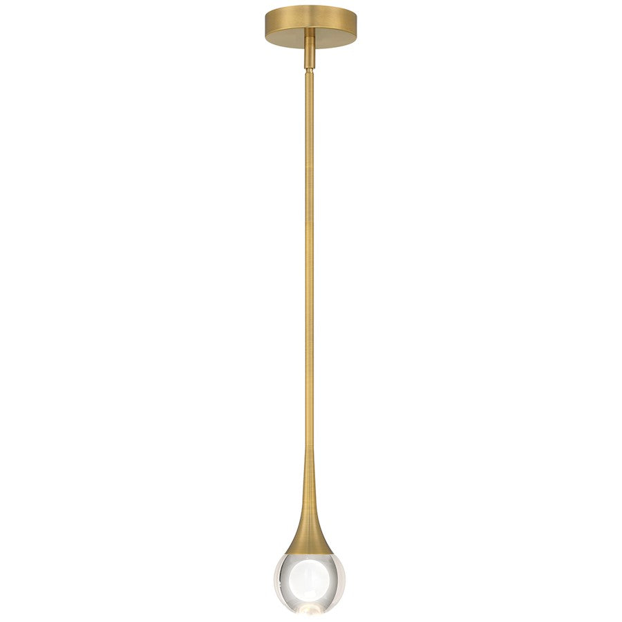 LED Pendant, Brass/Crystal Clear