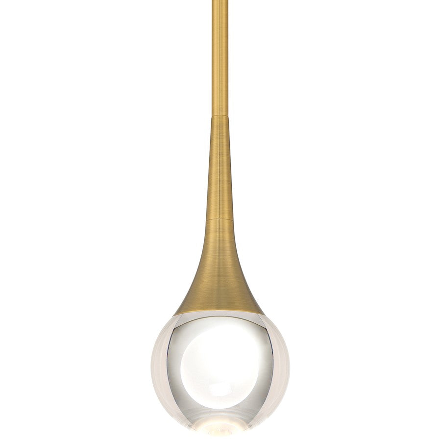 LED Pendant, Brass/Crystal Clear