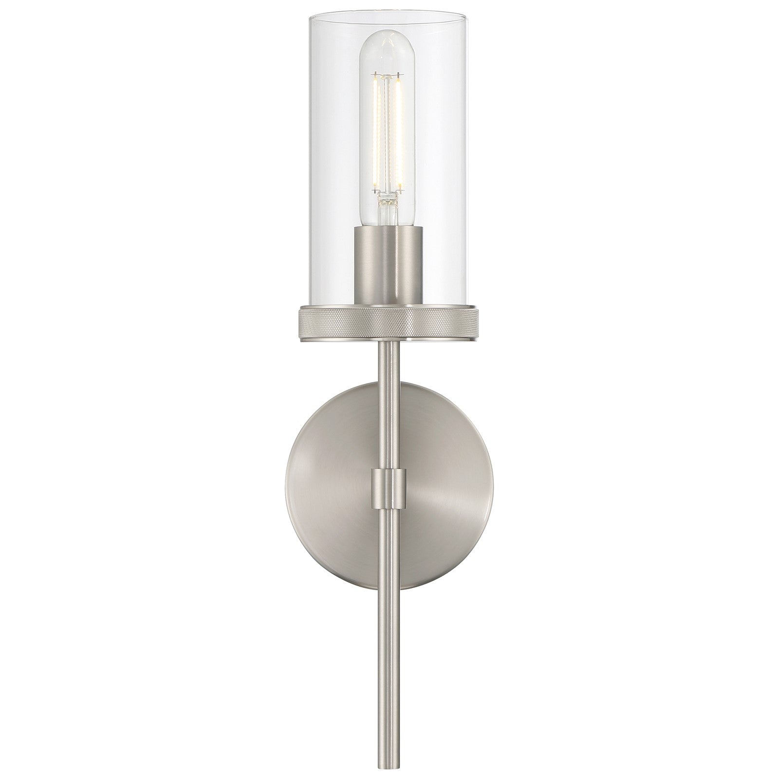 Access Lighting Lily 1Lt Wall Sconce, 16.5"H, Brushed Steel/Clear