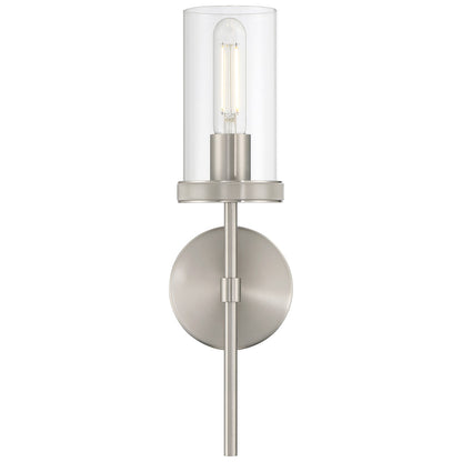 Access Lighting Lily 1Lt Wall Sconce, 16.5"H, Brushed Steel/Clear