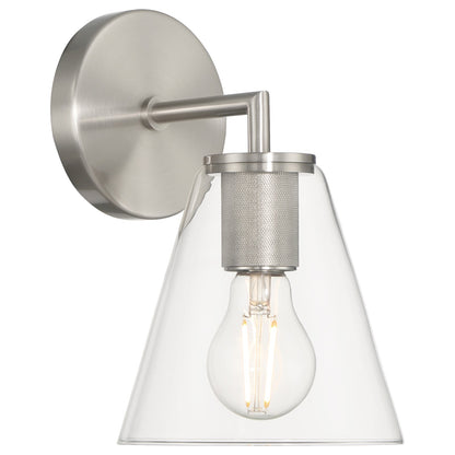 Access Lighting Katie 1 Light Wall Sconce, Brushed Steel/Clear