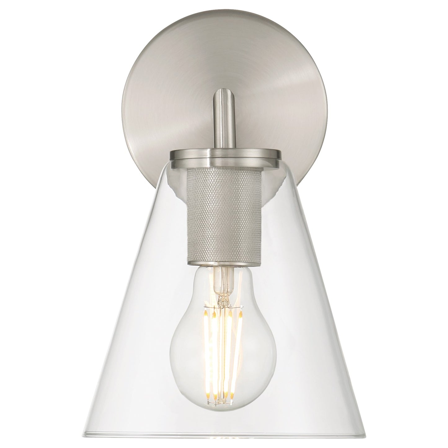 Access Lighting Katie 1 Light Wall Sconce, Brushed Steel/Clear