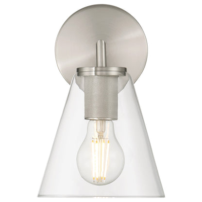 Access Lighting Katie 1 Light Wall Sconce, Brushed Steel/Clear