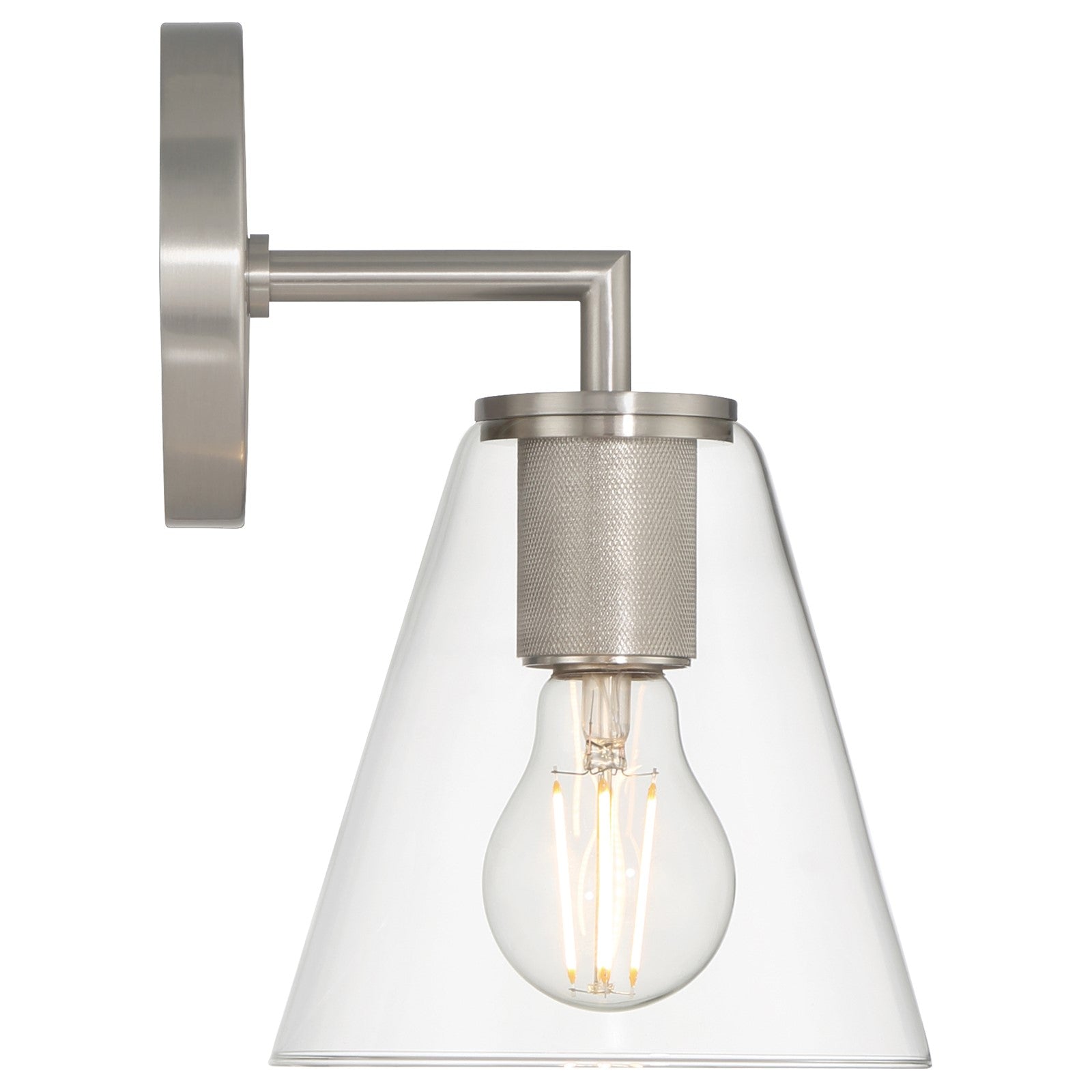 Access Lighting Katie 1 Light Wall Sconce, Brushed Steel/Clear