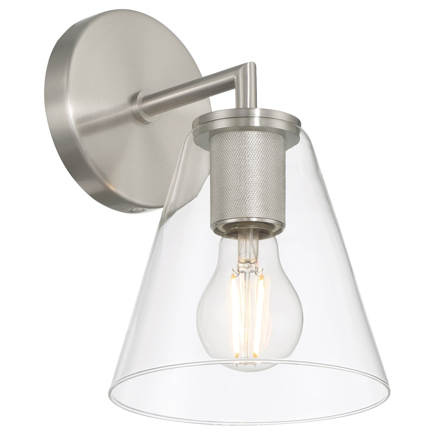 Access Lighting Katie 1 Light Wall Sconce, Brushed Steel/Clear