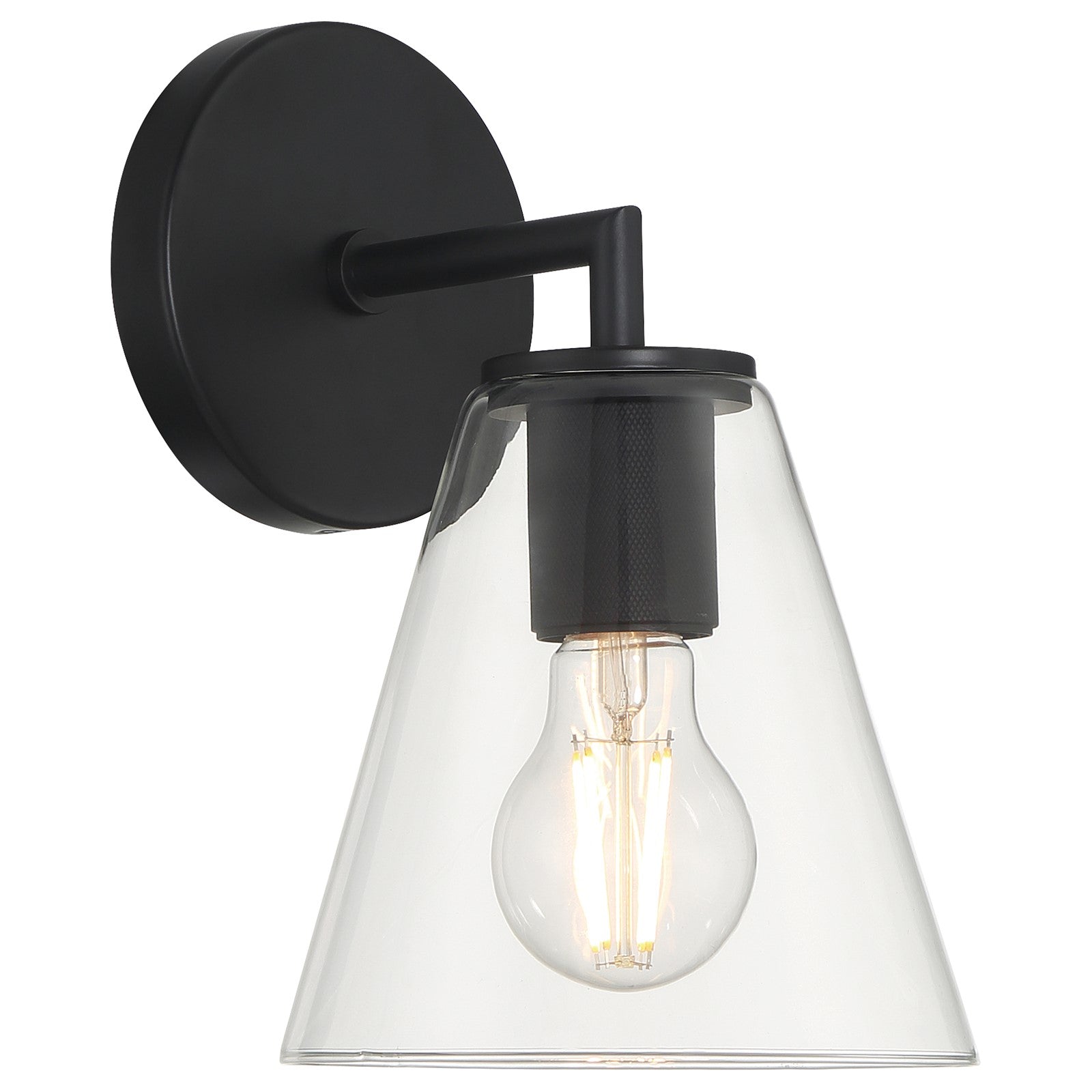 Access Lighting Katie 1 Light Wall Sconce, Matte Black/Clear