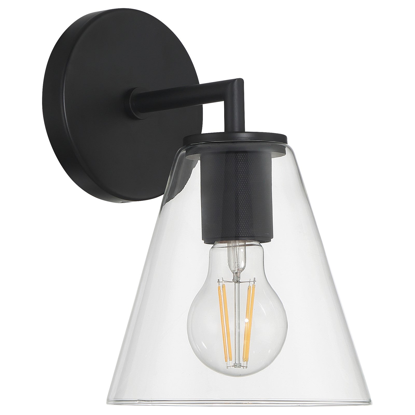 Access Lighting Katie 1 Light Wall Sconce, Matte Black/Clear