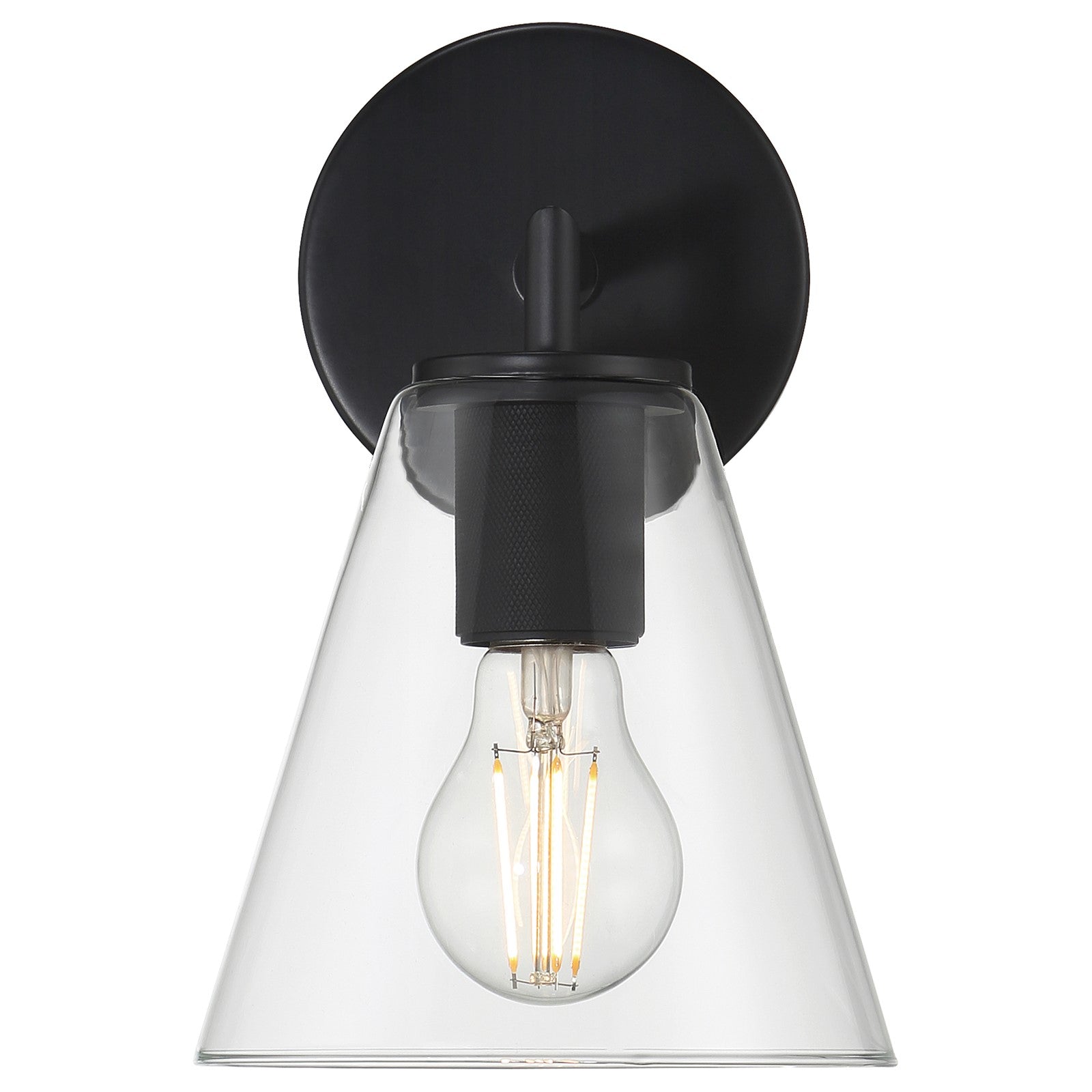 Access Lighting Katie 1 Light Wall Sconce, Matte Black/Clear