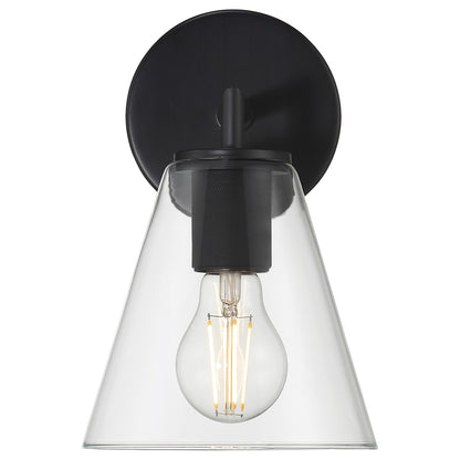 Access Lighting Katie 1 Light Wall Sconce, Matte Black/Clear