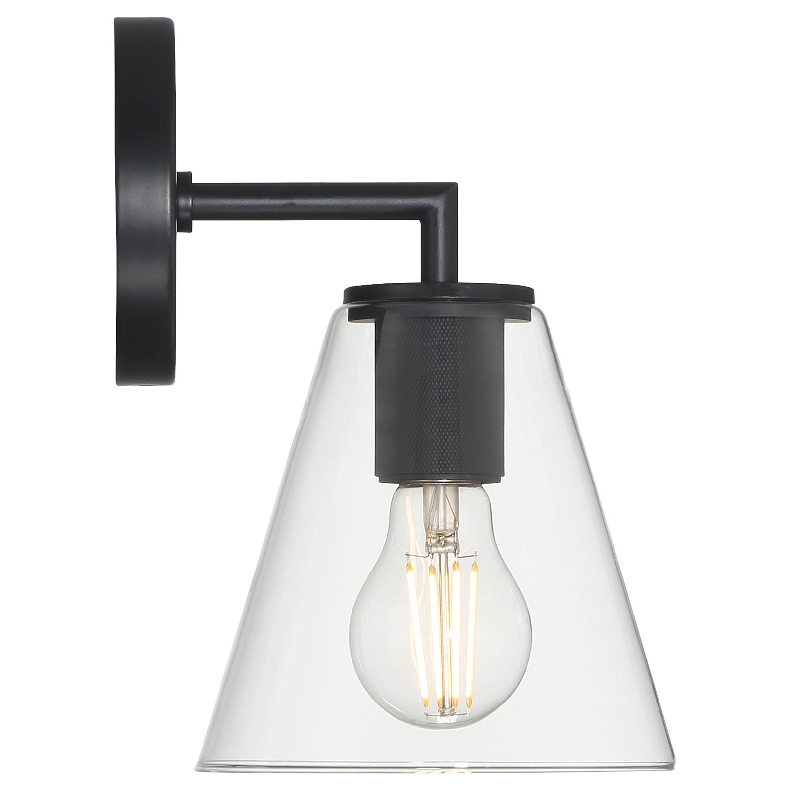 Access Lighting Katie 1 Light Wall Sconce, Matte Black/Clear