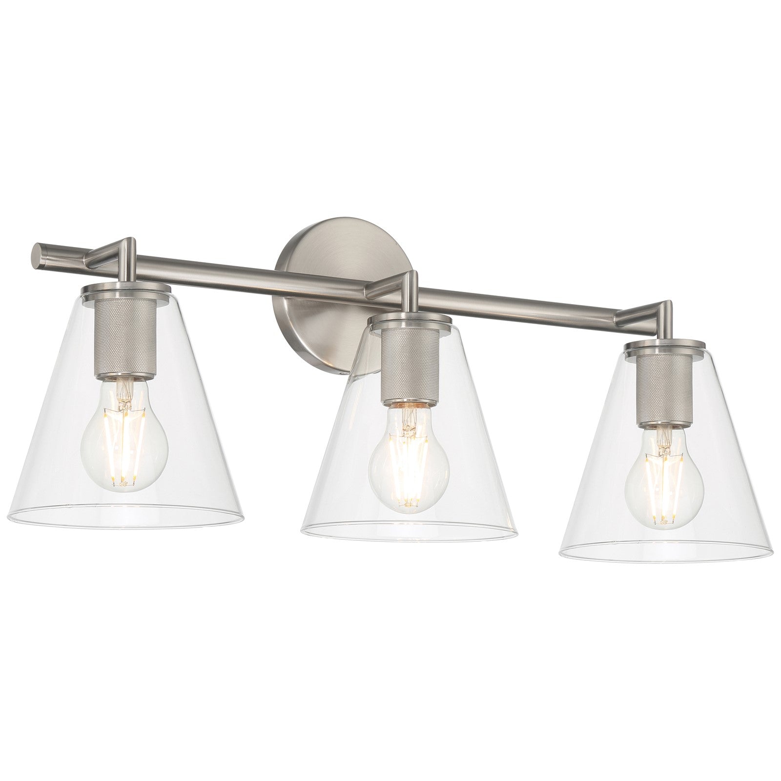 Access Lighting Katie 3 Light Vanity, Brushed Steel/Clear