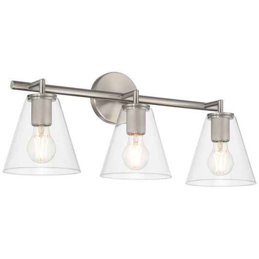 Access Lighting Katie 3 Light Vanity, Brushed Steel/Clear