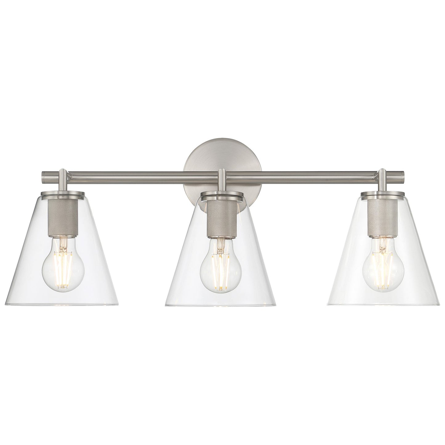 Access Lighting Katie 3 Light Vanity, Brushed Steel/Clear