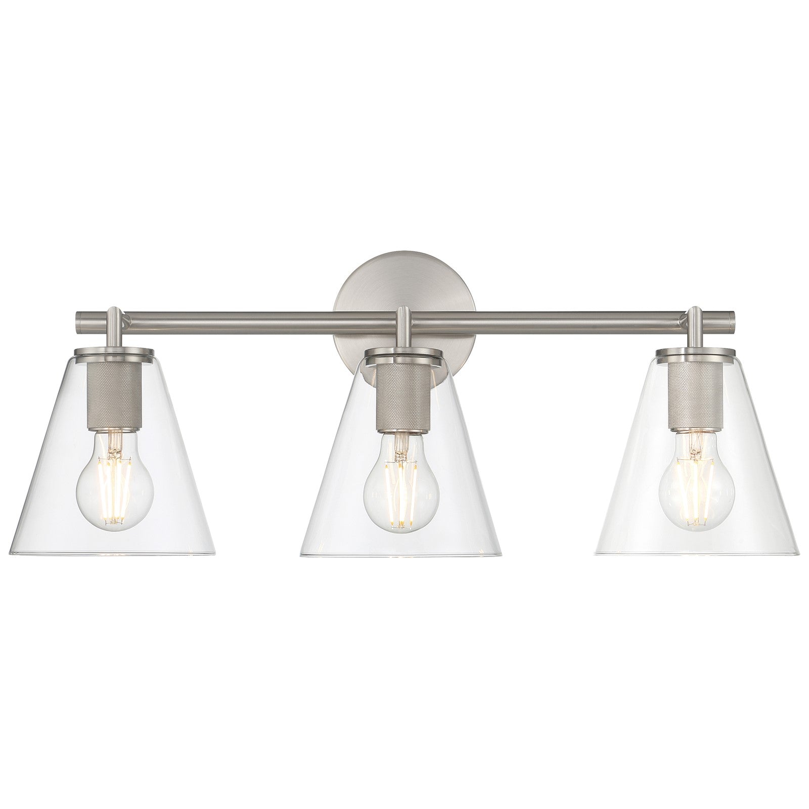 Access Lighting Katie 3 Light Vanity, Brushed Steel/Clear