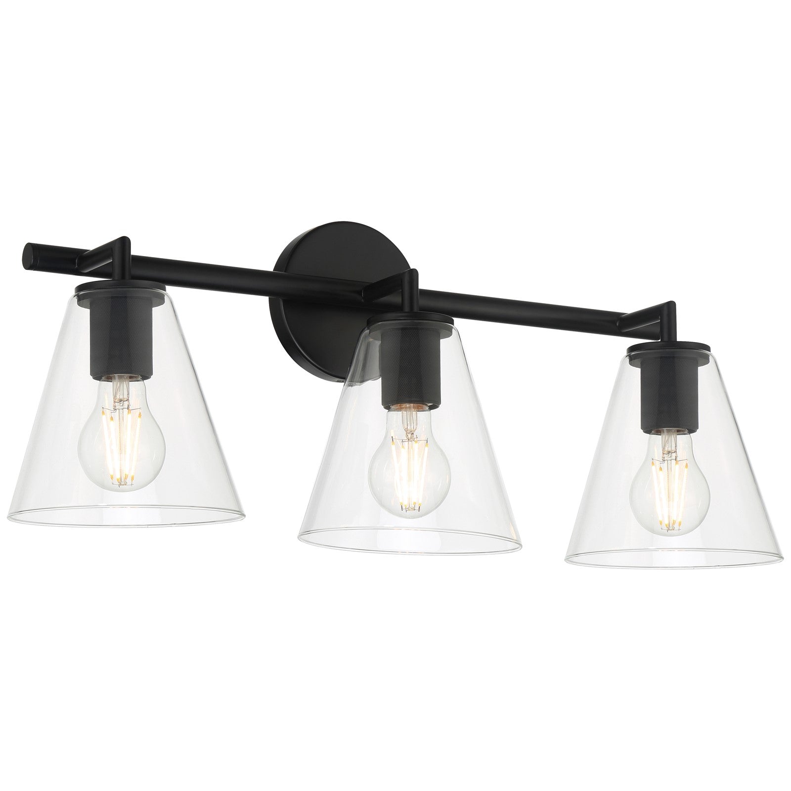 Access Lighting Katie 3 Light Vanity, Matte Black/Clear