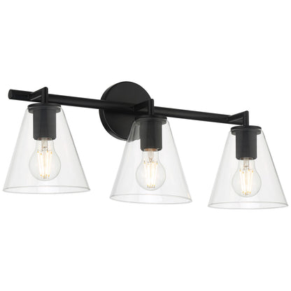 Access Lighting Katie 3 Light Vanity, Matte Black/Clear