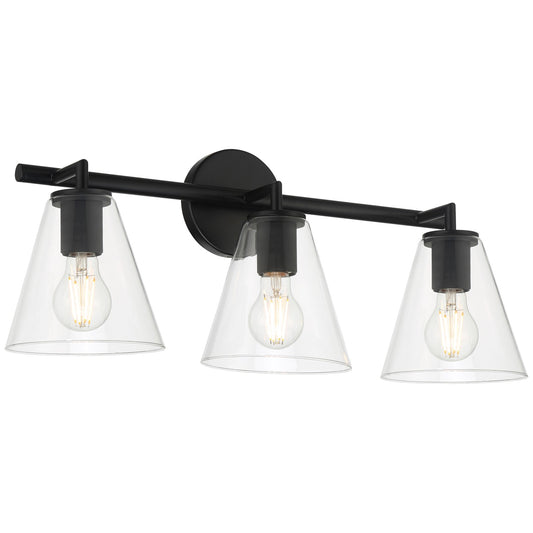 Access Lighting Katie 3 Light Vanity, Matte Black/Clear