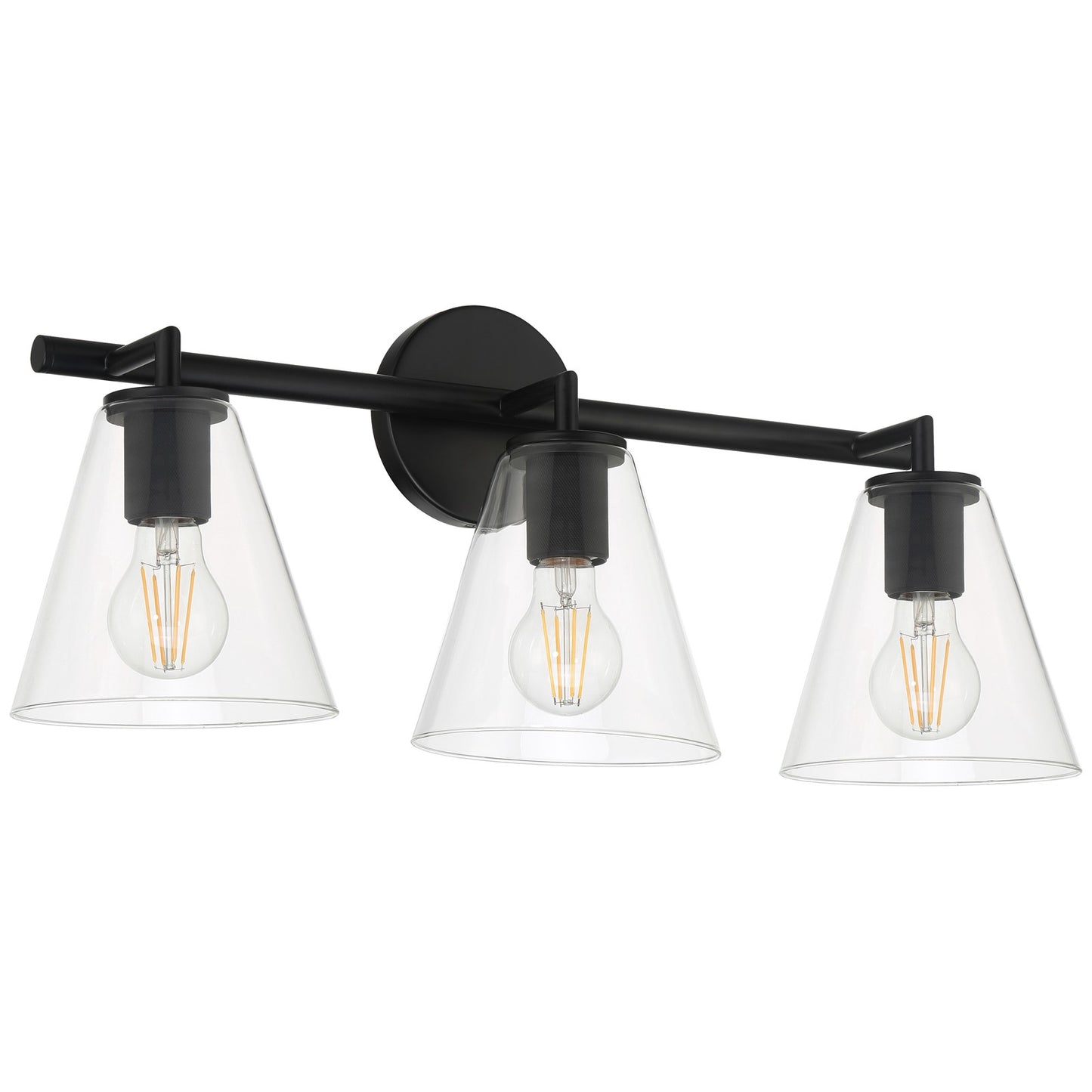 Access Lighting Katie 3 Light Vanity, Matte Black/Clear