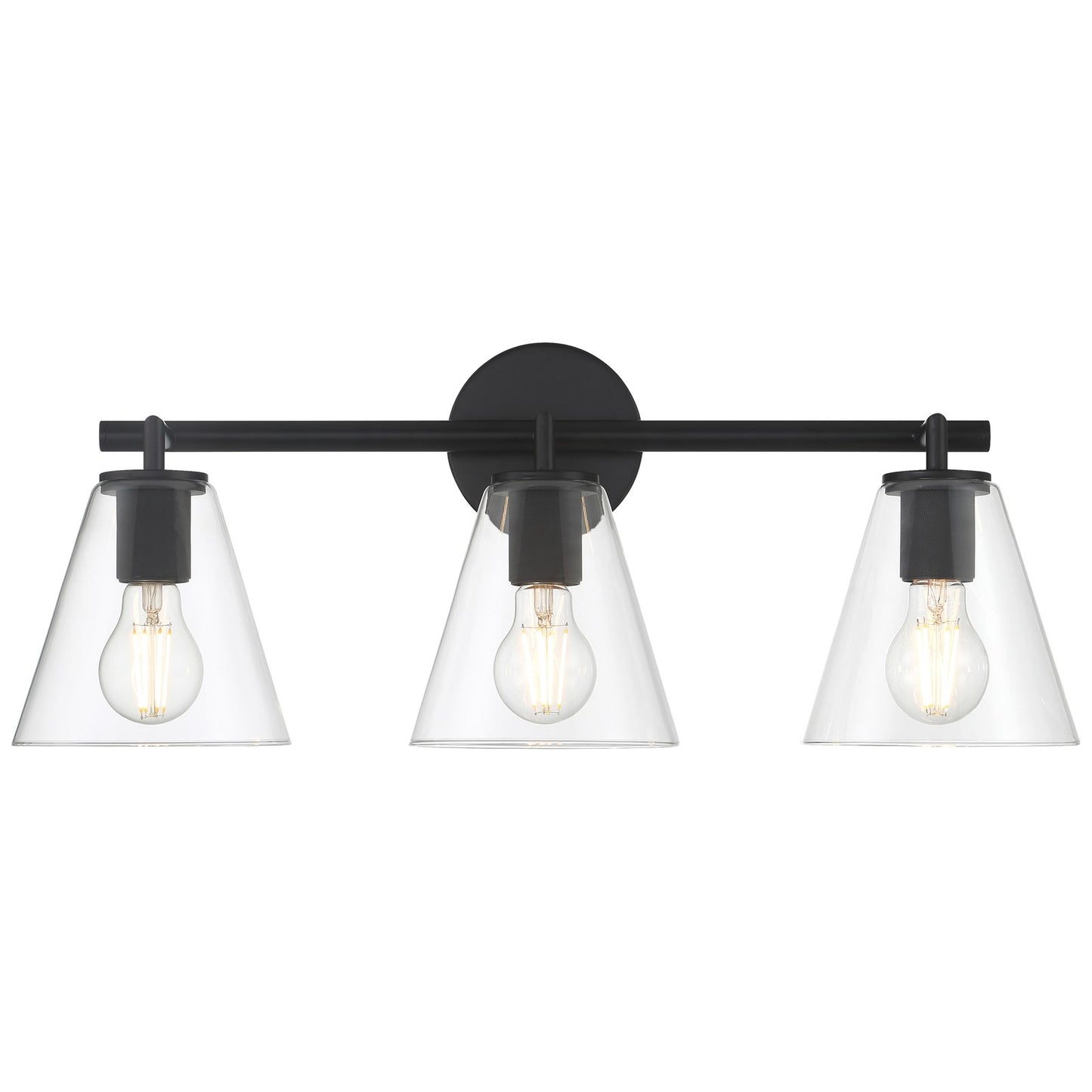 Access Lighting Katie 3 Light Vanity, Matte Black/Clear