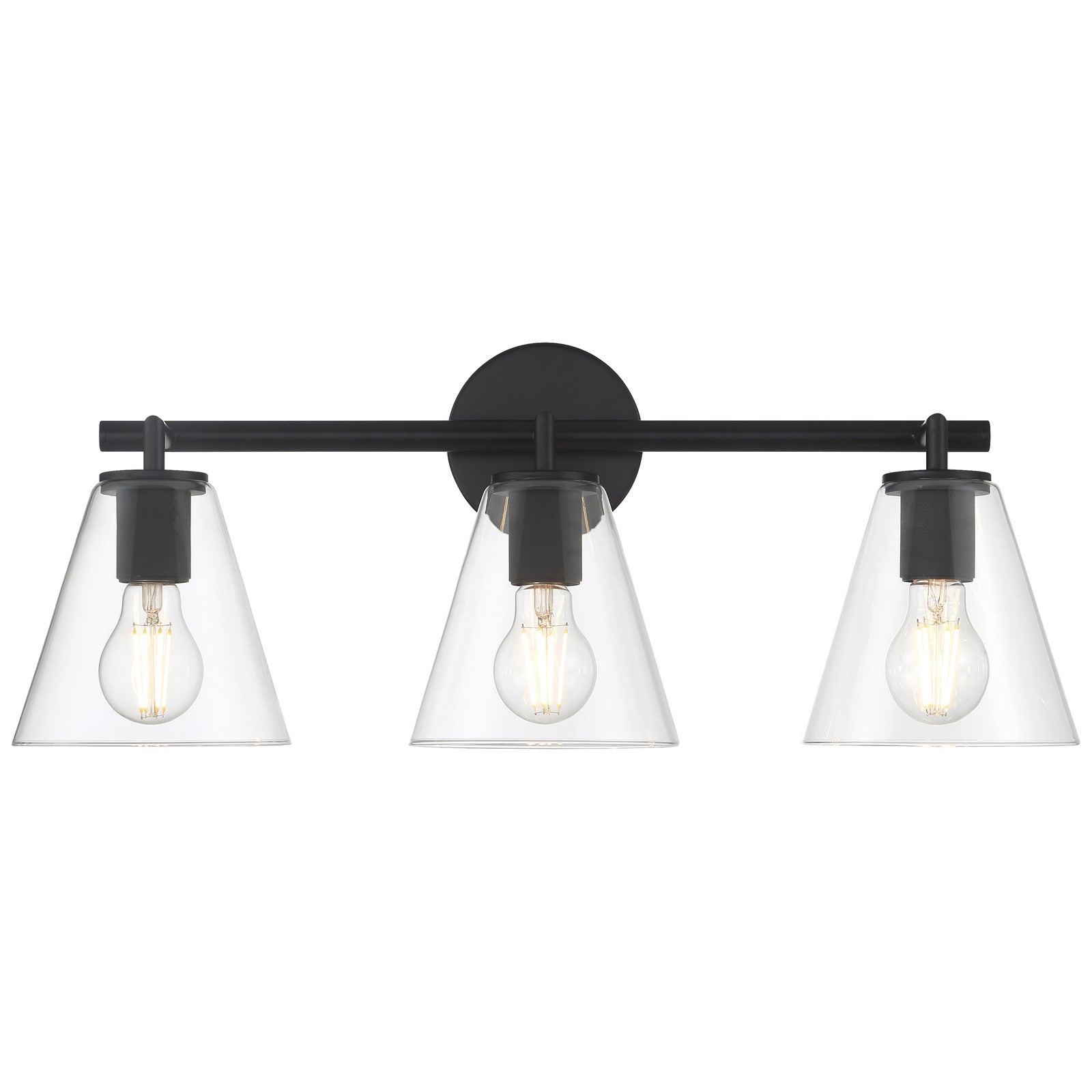Access Lighting Katie 3 Light Vanity, Matte Black/Clear