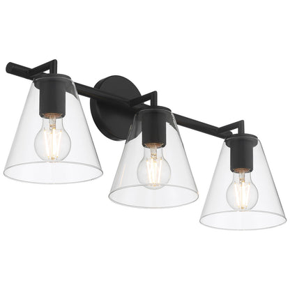 Access Lighting Katie 3 Light Vanity, Matte Black/Clear