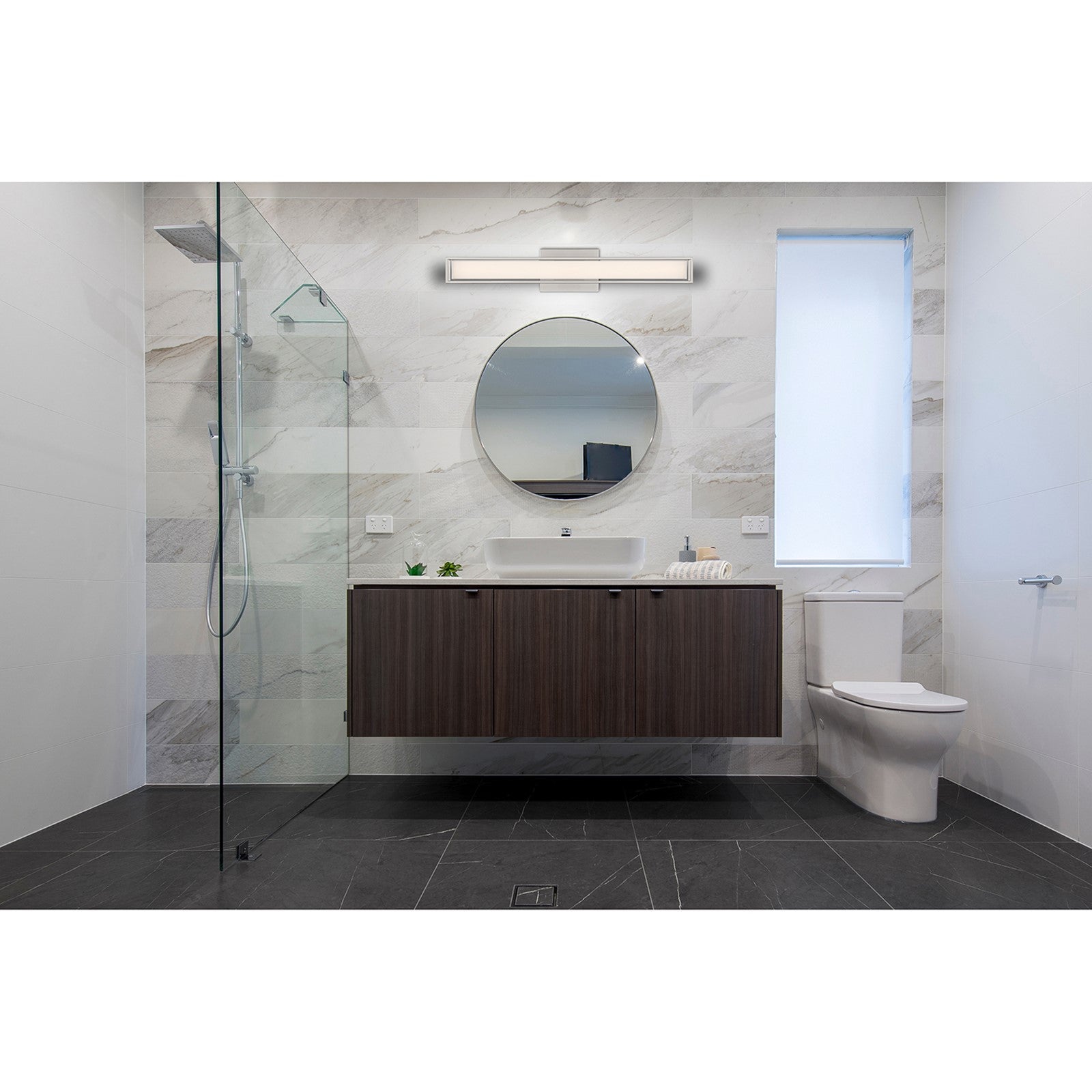 Access Justine 3CCT LED Vanity, Brushed Steel/Acrylic Lens