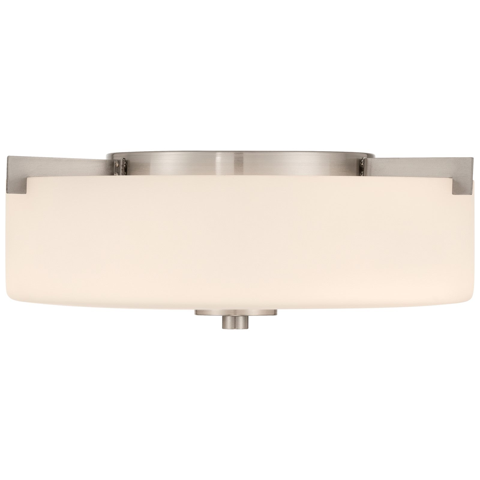 Access Lighting Rachel 2 Light Flush Mount, Brushed Steel/Opal