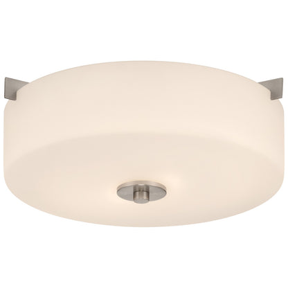 Access Lighting Rachel 2 Light Flush Mount, Brushed Steel/Opal