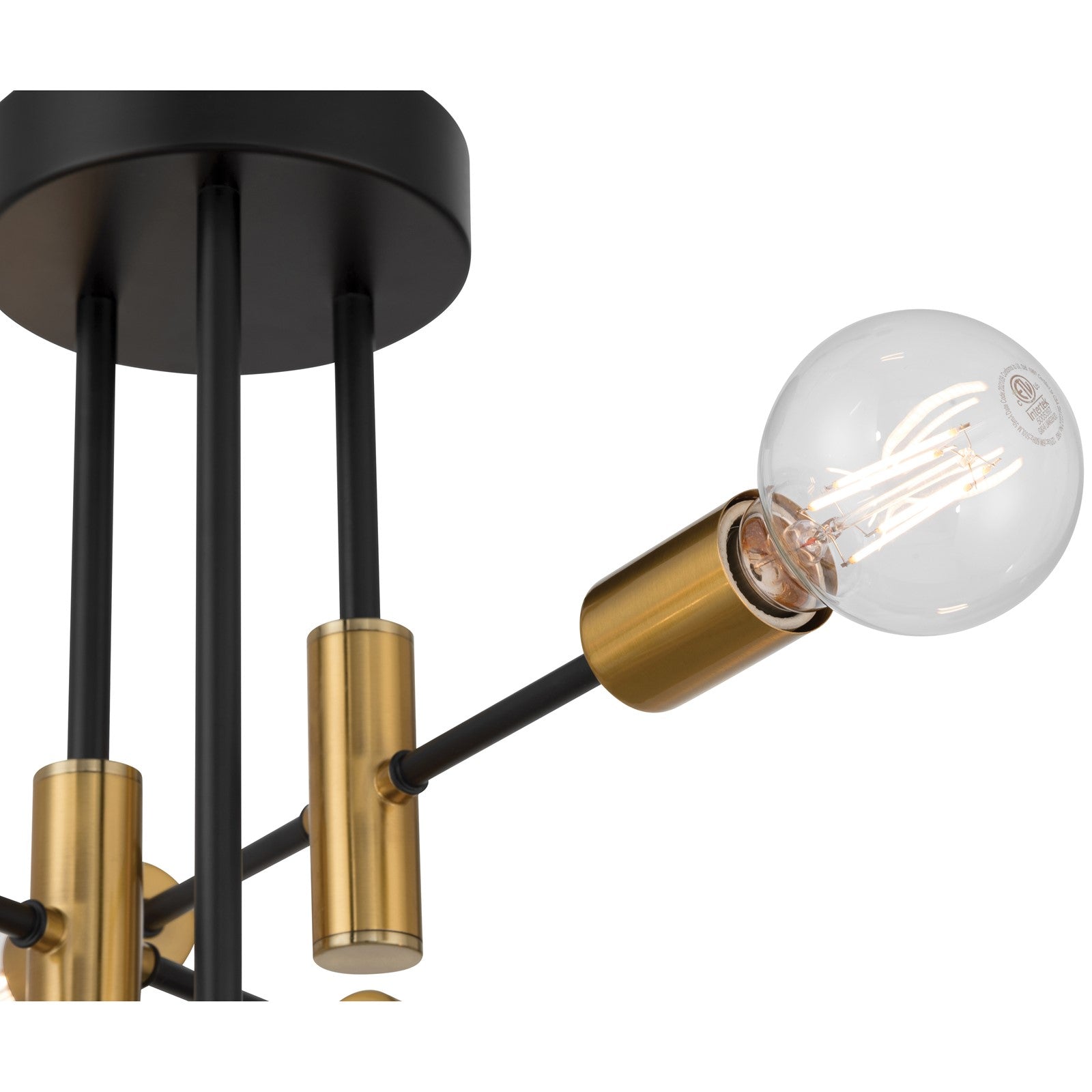 Access Sean 6 AdjustableLt Semi Flush, Black, Antique Brushed Brass