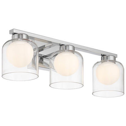 Access Lighting Chloe 3CCCT LED Vanity, Chrome/Clear Opal