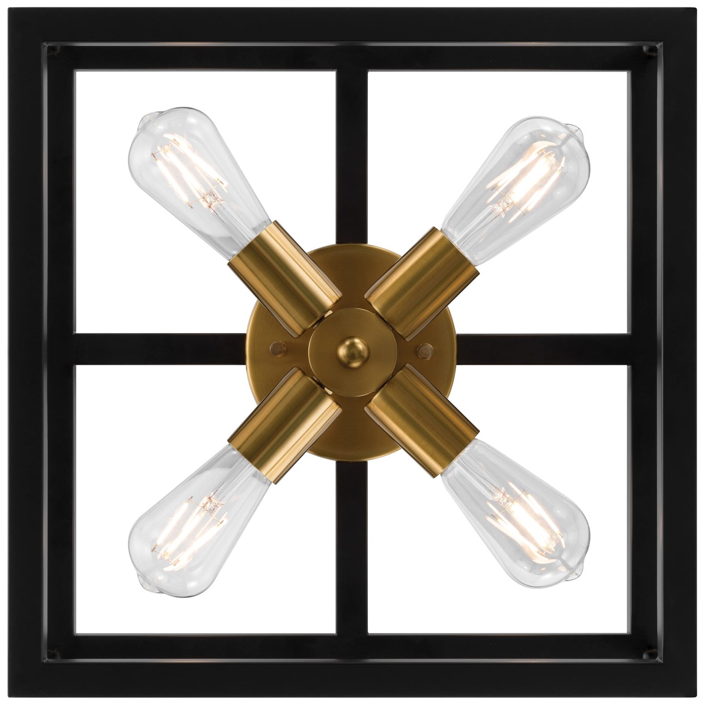 Access Lighting Nikki 4Lt Flush Mount, Black, Antique Brushed Brass