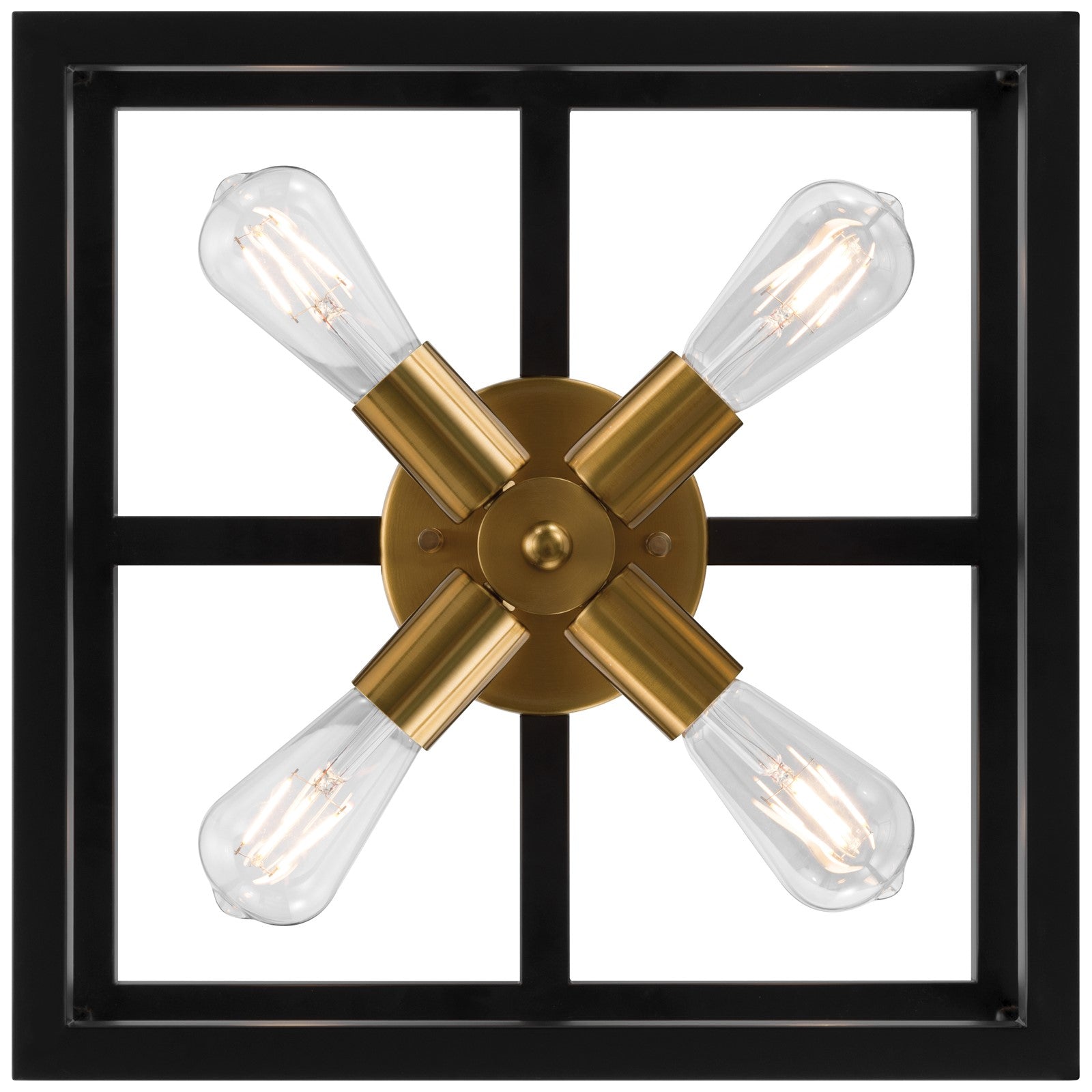 Access Lighting Nikki 4Lt Flush Mount, Black, Antique Brushed Brass
