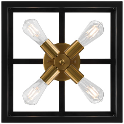 Access Lighting Nikki 4Lt Flush Mount, Black, Antique Brushed Brass