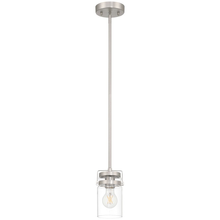 Access Lighting Shelby 1 Light Pendant, Brushed Steel/Clear - 63080-BS-CLR