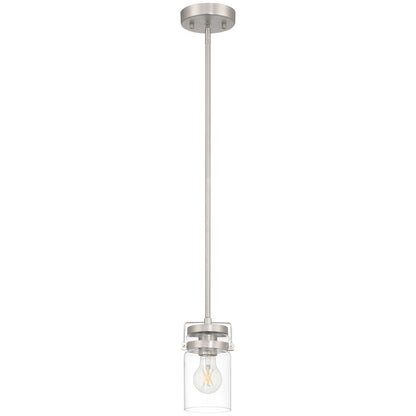 Access Lighting Shelby 1 Light Pendant, Brushed Steel/Clear - 63080-BS-CLR