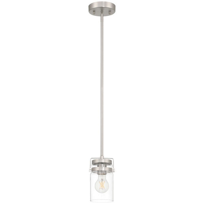 Access Lighting Shelby 1 Light Pendant, Brushed Steel/Clear - 63080-BS-CLR