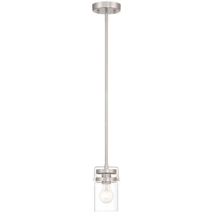 Access Lighting Shelby 1 Light Pendant, Brushed Steel/Clear