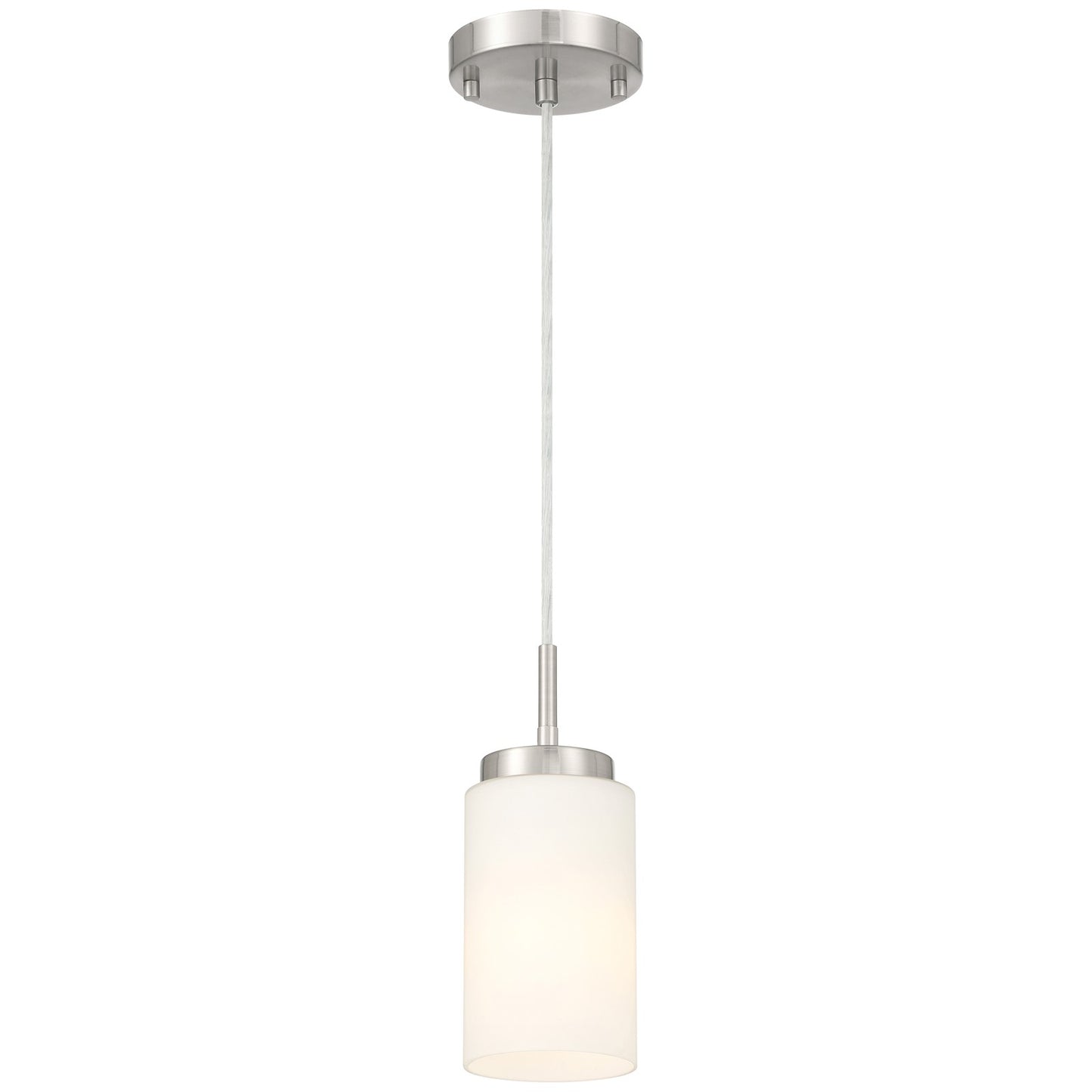 Access Lighting Iris 1 Light Pendant, Brushed Steel/Opal