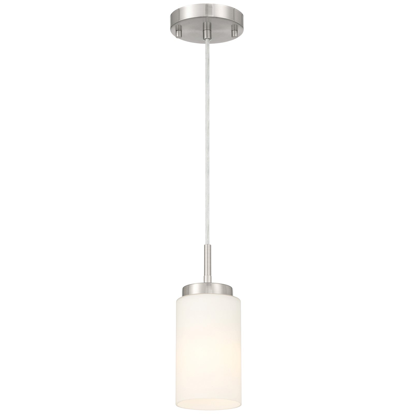 Access Lighting Iris 1 Light Pendant, Brushed Steel/Opal